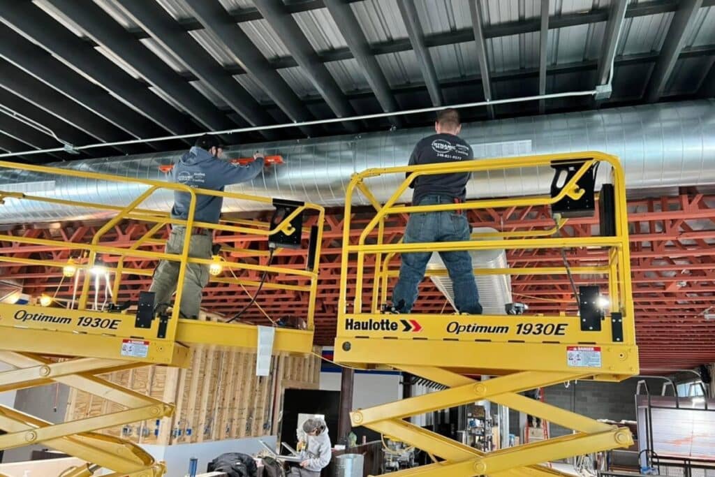 Air Duct Service Team Lift Safety Dynamic HVAC Michigan