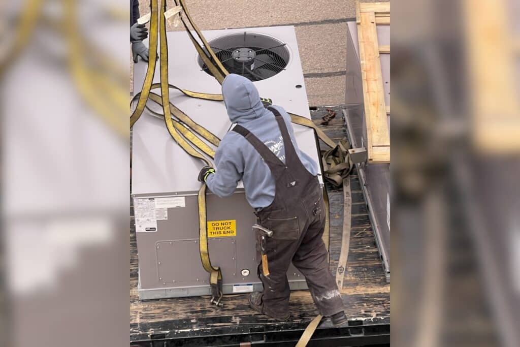 Crane Lift Commercial HVAC Services Dynamic HVAC Michigan